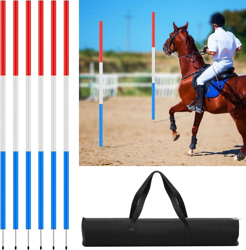 Arrowbash 6 Pcs 6FT Pole Bending Poles for Horses, Adjustable Equestrian Sports Training Equipment for Horses, Agility Poles for Soccer Football Dog - Image 1